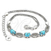 Sterling Silver Fancy Bracelet, with Turquoise Cubic Zirconia and White Crystal, Polished, Rhodium Finish, 03.286.0017.07