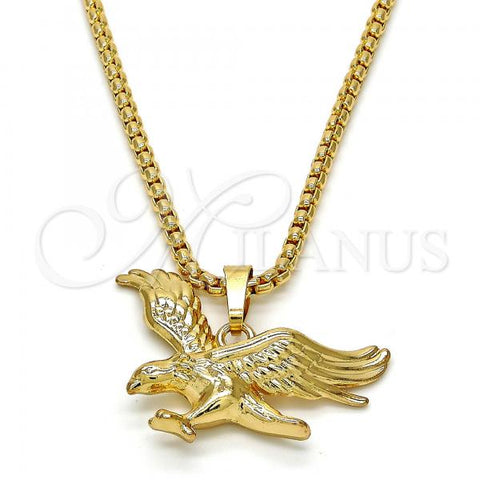 Oro Laminado Pendant Necklace, Gold Filled Style Eagle Design, Polished, Golden Finish, 04.242.0065.30