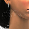 Sterling Silver Huggie Hoop, with White Micro Pave, Polished, Rhodium Finish, 02.175.0043.15