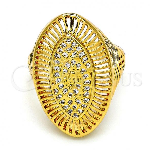 Oro Laminado Multi Stone Ring, Gold Filled Style with White Micro Pave, Polished, Golden Finish, 01.118.0032.09 (Size 9)