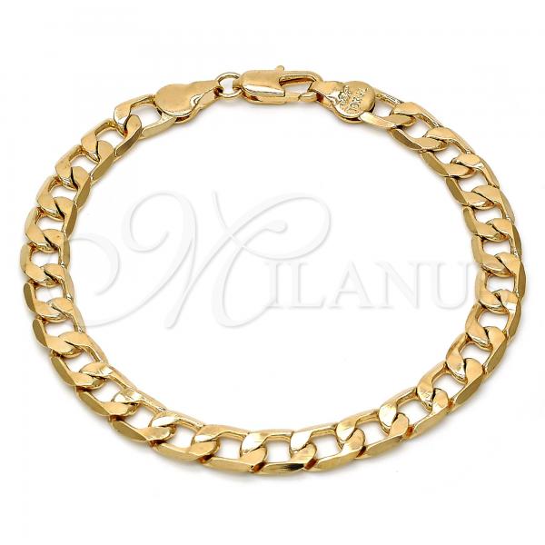 Oro Laminado Basic Bracelet, Gold Filled Style Curb Design, Polished, Golden Finish, 5.222.003.08