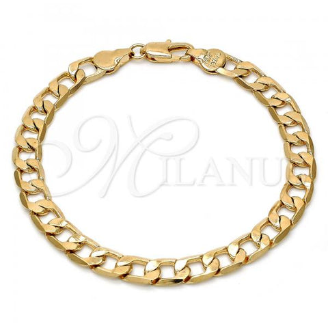 Oro Laminado Basic Bracelet, Gold Filled Style Curb Design, Polished, Golden Finish, 5.222.003.08
