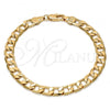 Oro Laminado Basic Bracelet, Gold Filled Style Curb Design, Polished, Golden Finish, 5.222.003.08