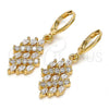 Oro Laminado Dangle Earring, Gold Filled Style with White Cubic Zirconia, Polished, Golden Finish, 02.210.0001