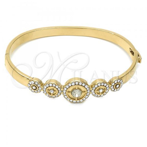 Oro Laminado Individual Bangle, Gold Filled Style with White Crystal, Polished, Golden Finish, 07.100.0006.04 (06 MM Thickness, Size 5 - 2.50 Diameter)