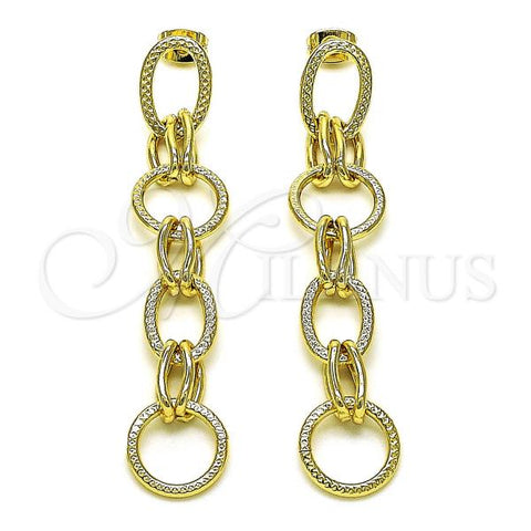 Oro Laminado Long Earring, Gold Filled Style Polished, Golden Finish, 02.213.0563