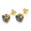 Oro Laminado Stud Earring, Gold Filled Style with Paradise Shine Cubic Zirconia, Polished, Golden Finish, 5.128.162.1