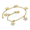 Oro Laminado Charm Bracelet, Gold Filled Style Flower Design, Polished, Golden Finish, 04.63.1376.08