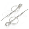 Sterling Silver Long Earring, with White Micro Pave, Polished, Rhodium Finish, 02.186.0089