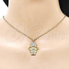 Oro Laminado Fancy Pendant, Gold Filled Style Little Girl and Flower Design, with White Cubic Zirconia, Polished, Golden Finish, 05.283.0002