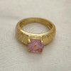 Oro Laminado Multi Stone Ring, Gold Filled Style with Pink Cubic Zirconia, Polished, Golden Finish, 01.284.0043.07