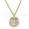 Oro Laminado Pendant Necklace, Gold Filled Style with White Cubic Zirconia, Diamond Cutting Finish, Golden Finish, 04.63.1352.18
