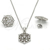 Sterling Silver Earring and Pendant Adult Set, with White Cubic Zirconia, Polished, Rhodium Finish, 10.175.0019