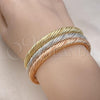 Oro Laminado Trio Bangle, Gold Filled Style Polished, Tricolor, 07.170.0013