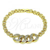 Oro Laminado Fancy Bracelet, Gold Filled Style with White Micro Pave, Polished, Golden Finish, 03.283.0092.07