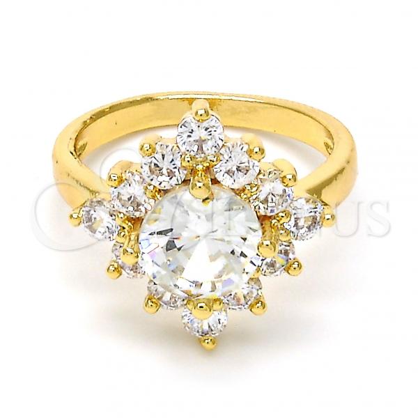 Oro Laminado Multi Stone Ring, Gold Filled Style with White and White Cubic Zirconia, Polished, Golden Finish, 01.205.0002.3.08 (Size 8)