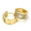 Oro Laminado Huggie Hoop, Gold Filled Style with White Cubic Zirconia, Polished, Golden Finish, 02.210.0153.2.15