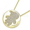 Oro Laminado Pendant Necklace, Gold Filled Style Little Boy Design, with White Micro Pave, Polished, Golden Finish, 04.156.0237.20