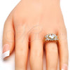 Oro Laminado Multi Stone Ring, Gold Filled Style with White Cubic Zirconia, Polished, Golden Finish, 01.210.0058.09 (Size 9)