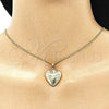 Oro Laminado Pendant Necklace, Gold Filled Style Heart Design, Polished, Golden Finish, 04.117.0016.20