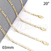Oro Laminado Basic Necklace, Gold Filled Style Figaro Design, Polished, Golden Finish, 5.222.017.20