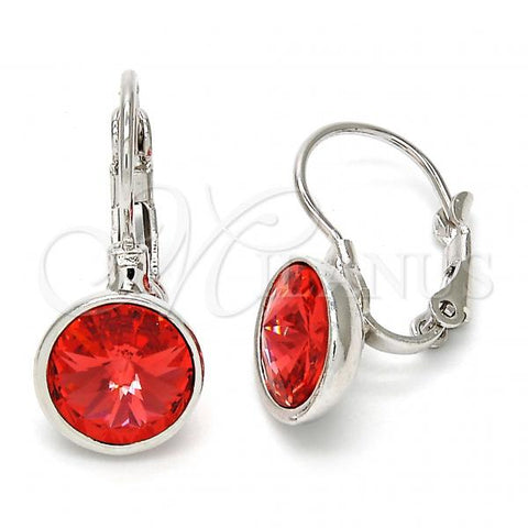 Rhodium Plated Leverback Earring, with Padparadscha Swarovski Crystals, Polished, Rhodium Finish, 02.239.0007.7