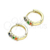 Oro Laminado Huggie Hoop, Gold Filled Style with Multicolor Cubic Zirconia, Polished, Golden Finish, 02.210.0604.5.12