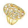 Oro Laminado Multi Stone Ring, Gold Filled Style Heart and Teardrop Design, with White Cubic Zirconia, Polished, Golden Finish, 01.210.0065.08 (Size 8)