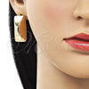 Oro Laminado Stud Earring, Gold Filled Style Polished, Golden Finish, 02.163.0265