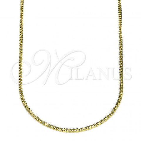 Oro Laminado Basic Necklace, Gold Filled Style Miami Cuban Design, Polished, Golden Finish, 04.213.0256.18