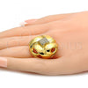 Oro Laminado Multi Stone Ring, Gold Filled Style with White Crystal, Polished, Golden Finish, 01.241.0006.10 (Size 10)