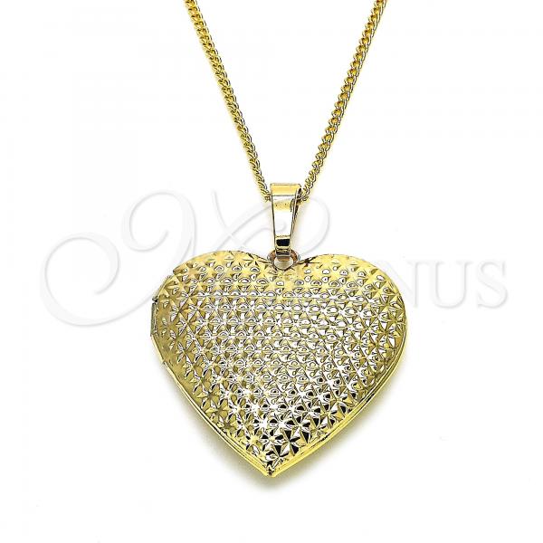 Oro Laminado Pendant Necklace, Gold Filled Style Heart Design, Polished, Golden Finish, 04.117.0007.20