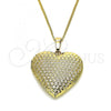 Oro Laminado Pendant Necklace, Gold Filled Style Heart Design, Polished, Golden Finish, 04.117.0007.20