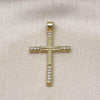 Oro Laminado Fancy Pendant, Gold Filled Style Cross Design, with White Cubic Zirconia, Polished, Golden Finish, 05.341.0102