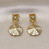 Oro Laminado Stud Earring, Gold Filled Style Diamond Cutting Finish, Golden Finish, 02.163.0339