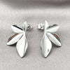 Rhodium Plated Stud Earring, Leaf Design, Polished, Rhodium Finish, 02.163.0354.1