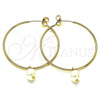 Oro Laminado Medium Hoop, Gold Filled Style with Ivory Pearl, Polished, Golden Finish, 02.63.2744.1.40