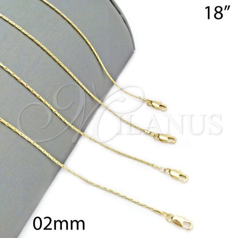 Oro Laminado Basic Necklace, Gold Filled Style Long Box Design, Polished, Golden Finish, 5.223.030.18