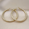 Oro Laminado Large Hoop, Gold Filled Style Hollow Design, Diamond Cutting Finish, Golden Finish, 02.170.0312.60