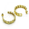 Oro Laminado Medium Hoop, Gold Filled Style Pave Cuban Design, Polished, Golden Finish, 02.210.0801.30