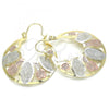 Oro Laminado Medium Hoop, Gold Filled Style Guadalupe and Flower Design, Polished, Tricolor, 02.351.0043.30