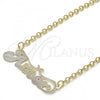 Oro Laminado Pendant Necklace, Gold Filled Style Nameplate Design, Polished, Tricolor, 04.63.1387.1.18