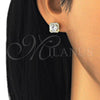 Sterling Silver Stud Earring, with White Cubic Zirconia, Polished, Golden Finish, 02.286.0021.2