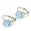 Rhodium Plated Leverback Earring, Disco Design, with Aquamarine Swarovski Crystals, Polished, Rhodium Finish, 02.239.0010.1