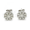 Sterling Silver Stud Earring, with White Micro Pave, Polished, Rhodium Finish, 02.285.0015