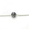 Rhodium Plated Pendant Necklace, Ball Design, Black Enamel Finish, Rhodium Finish, 04.313.0005.18