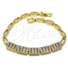 Oro Laminado Fancy Bracelet, Gold Filled Style with White Micro Pave, Polished, Golden Finish, 03.283.0154.08