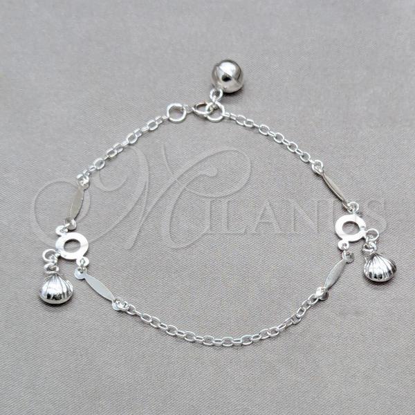 Sterling Silver Fancy Bracelet, Shell Design, Polished, Silver Finish, 03.409.0082.08