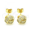 Oro Laminado Stud Earring, Gold Filled Style Love Knot Design, with White Cubic Zirconia, Polished, Golden Finish, 02.342.0066