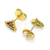 Oro Laminado Stud Earring, Gold Filled Style Watermelon Design, with Ruby and Green Micro Pave, Polished, Golden Finish, 02.310.0073